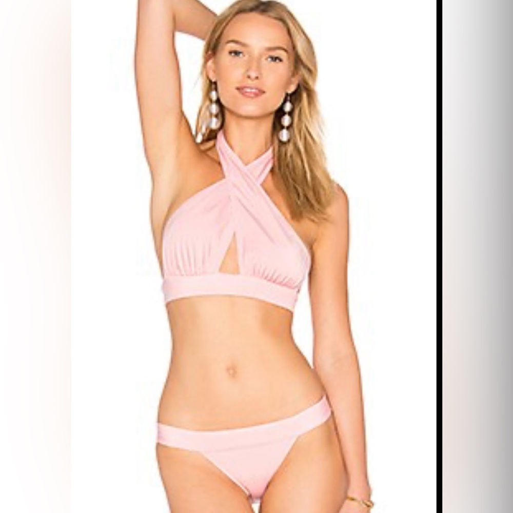 Norma Kamali Cross Halter Bikini NWT Sz S Bubble Gum Pink